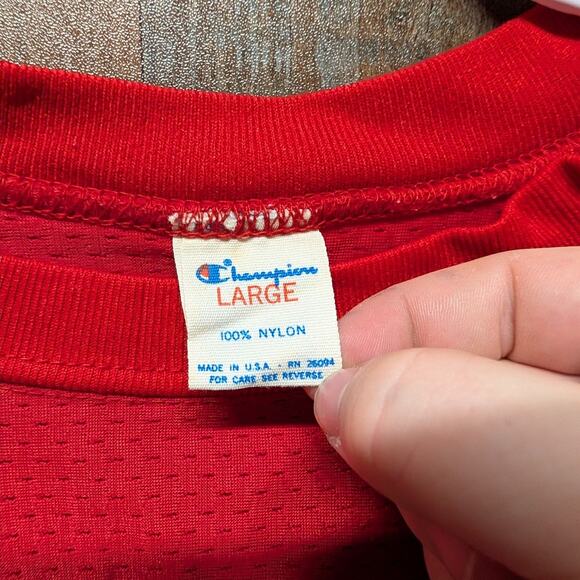 80s Champion Red Mesh Football Jersey - Picture 7 of 7